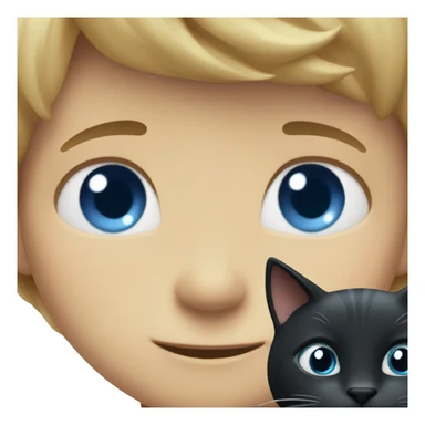 smiling boy with blue eyes with dark cat  sticker