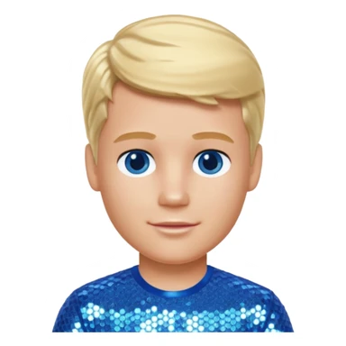 Ken from Barbie & Friends with blue eyes, blonde hair, blue sequin shirt sticker