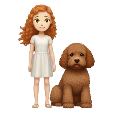 ginger hair girl with a brown lagotto dog  sticker