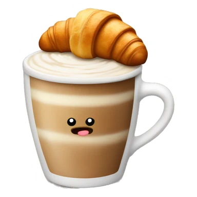 Cup of cappuccino with croissant sticker