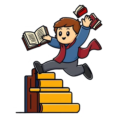 Hogwarts student falling down stairs with books flying sticker