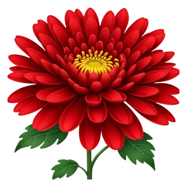single Bright Red Chrysanthemum, straight stem sticker