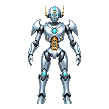 Shiny Futuristic Mechanical Glossy Celestial Godly Divine Metal-Cyborg-Fakemon-Pokemon-Digimon-Spectrobes-fusion, full body sticker