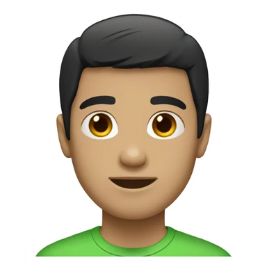 short black hair male green t-short sticker