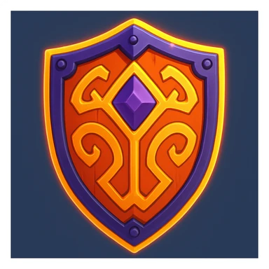 fantasy shield with ornate patterns, glowing edges, vibrant cartoon style sticker