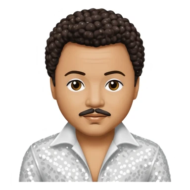 Howard Hewett with dark brown jeri curl hair, white sequin outfit sticker