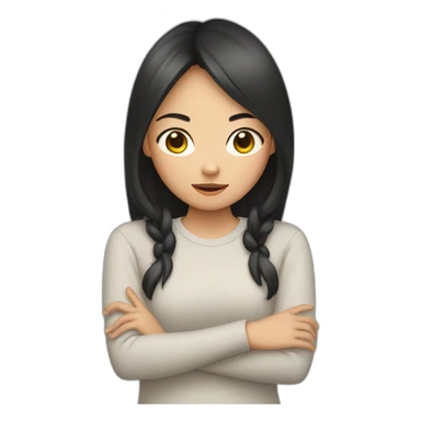 Female asian girl hiding behind hands sticker