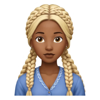 Portrait of a black-skinned woman with long blond braided hair, styled in thick braids, smooth skin, confident expression, front-facing, soft lighting, clean background sticker