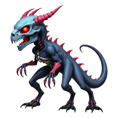 Shiny Horned Futuristic Badass Demonic Spectral Dusky Spooky Skull-faced Cool Hot Stylish Handsome Alien-Salandit-Venom-Darkrai-Genesect-Fakémon-fusion (full body) sticker