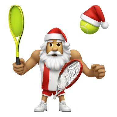 Tennis player playing tennis right handed wearing Santa hat Caucasian sticker