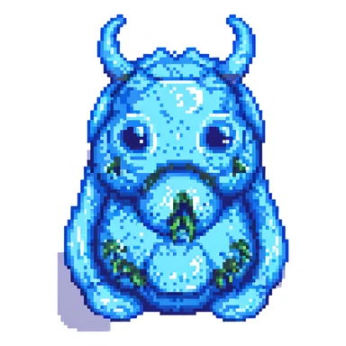 blue slime monster pixel art sticker