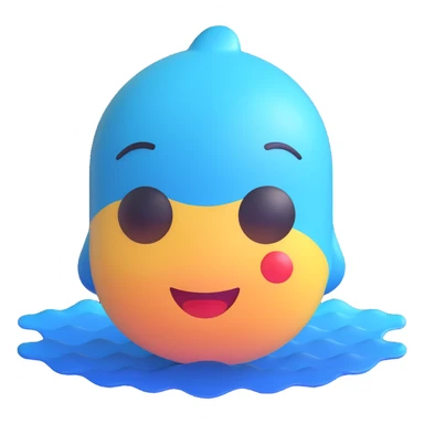 Create an ocean emoji that looks exactly like the reference image in iOS emoji style. It should be 3D, shiny, with smooth gradients, soft shadows, and sunlight reflecting on the water, capturing the classic emoji look. sticker