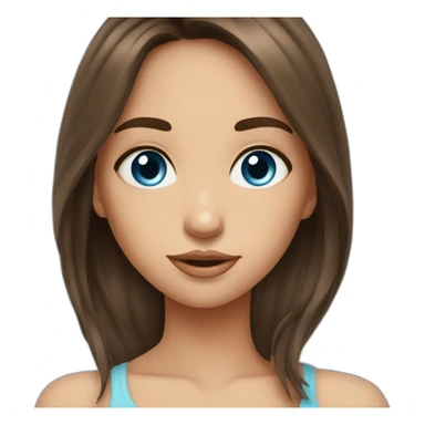 Fille yeux bleus brune cheveux long sticker