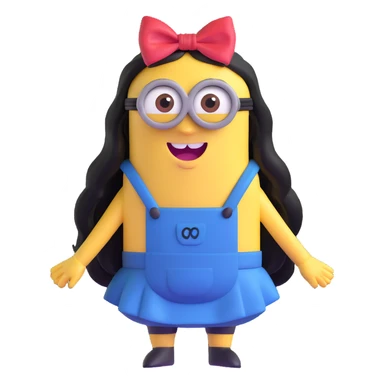 female minion with long hair and bow sticker