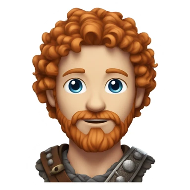 35 year old viking, male, curly red hair, blue eyes, pale sticker