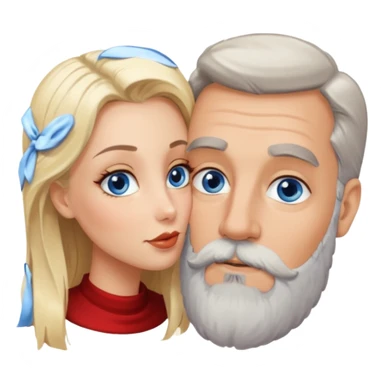 Man with hazel eyes and gray beard smooching sexy  blonde blue-eyed  woman sticker