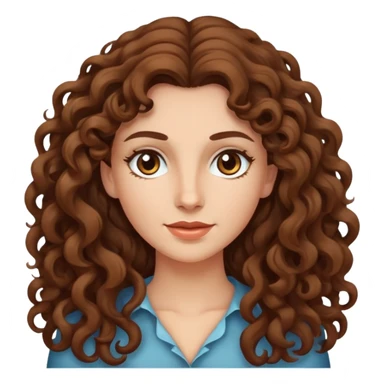 caucasian woman with long curly brown hair and brown eyes sticker