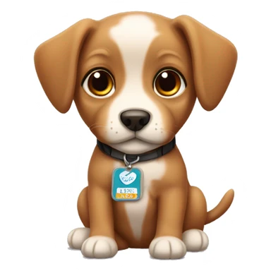 Small brown puppy with name badge Leo  sticker