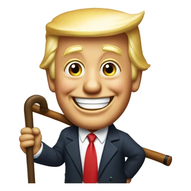 laughing donald trump with a cane sticker