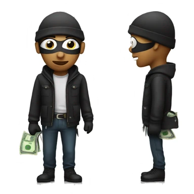 Robber with money bag sticker
