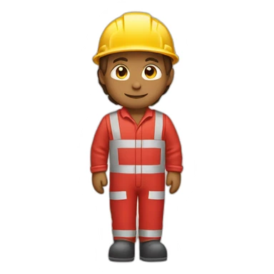 construction worker in red overalls and red helmet sticker