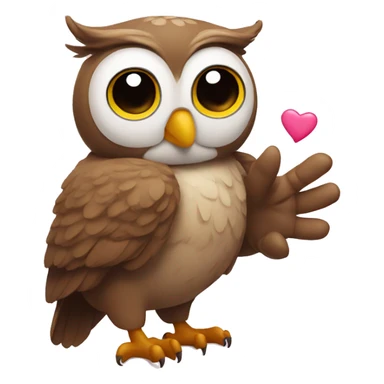 Owl sending kisses by hand sticker