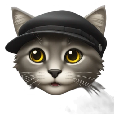 Chat noir avec une casquette sticker
