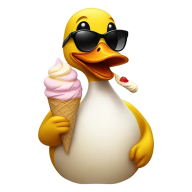 Duck in sunglasses eating ice cream sticker