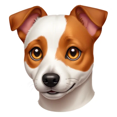 Cinematic Noble Jack Russell Terrier Portrait Emoji, Poised and spirited, with a compact, agile build in rich, warm tones, bright, alert eyes, perky ears, and a determined, lively expression, Simplified yet sharp and sophisticated features, highly detailed, glowing with a warm, natural luminescence, high shine, intelligent and resilient, stylized with an air of energetic authority, focused and alert, soft glowing outline, capturing the essence of a watchful and confident Jack Russell Terrier that appears ready to bound out of the screen with effortless energy! sticker