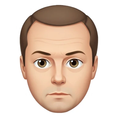 Dmitry Medvedev, iconic facial features focus on hairline, eyebrows, eyes, round face, polished and simple, serious look sticker