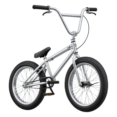 Classic BMX trick bike with detailed features, metallic frame, knobby tires, high handlebars, standard BMX proportions sticker