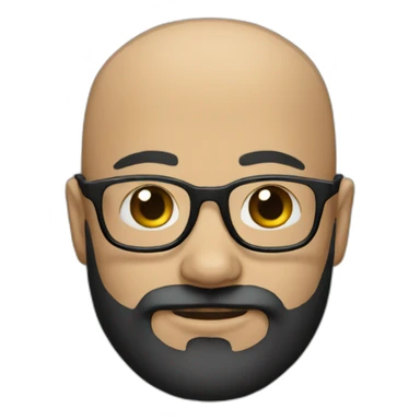 a bald man with a black beard and black glasses sticker