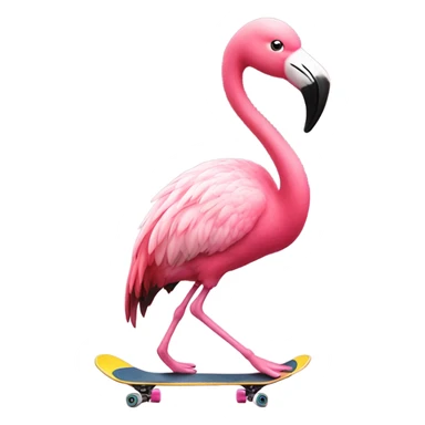 Flamingo on skateboard  sticker