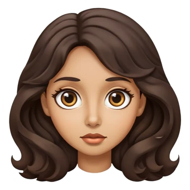 woman face with big eyes, medium skin tone, and dark wavy hair sticker