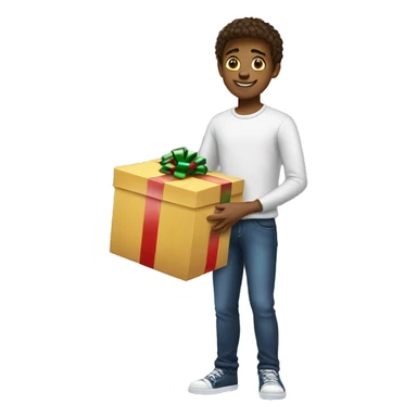 Teenage boy receives shelf as a Christmas gift sticker