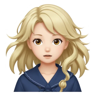 cute anime girl with blowing hair sticker