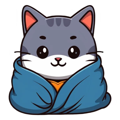 Cat in a blanket sticker