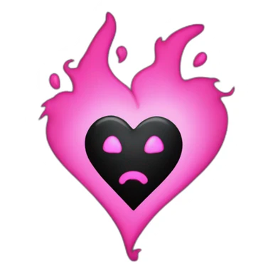 black heart with pink flames sticker