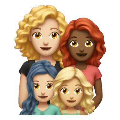 Young moms club with 4 people. 1 being mixed, 2 with red hair, and 1 blonde sticker