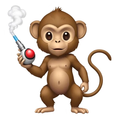 monkey holding a pokeball and a vape sticker