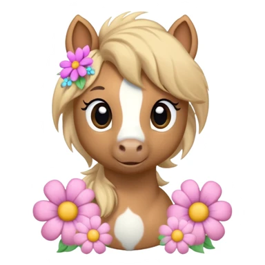 Cute little pony with flowers sticker