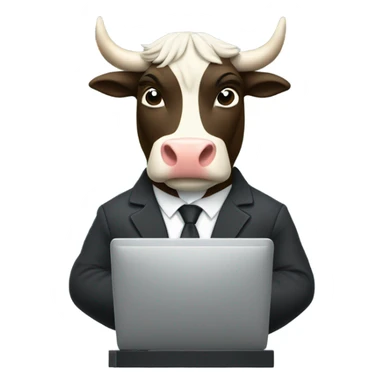 smiling bull wearing suit using computer sticker