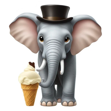 elephant with a monocle eating chocolate ice cream with a moustache  sticker