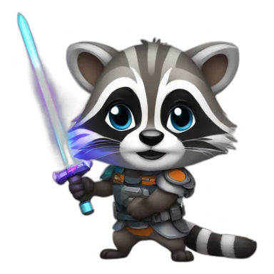 racoon with with laser sword sticker