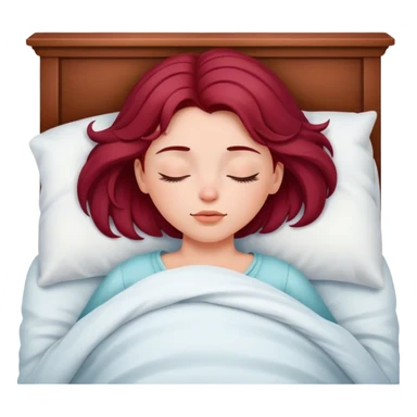 A beautiful, burgundy long haired girl sleeping in bed sticker
