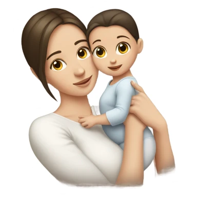 White brunette girl cuddling with baby sticker