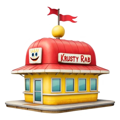 Krusty Krab restaurant from SpongeBob, anchor-shaped fast food building sticker