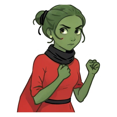 girl holding hands around her neck angrily sticker