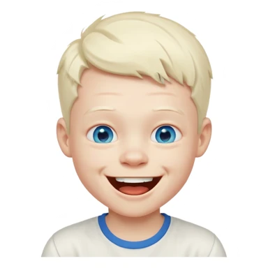 albino boy laughing white shirt sticker