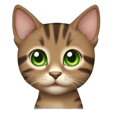 kawaii brown tabby kitten with green eyes sticker